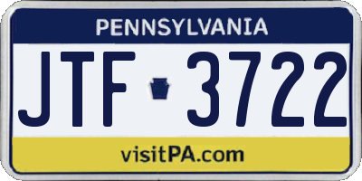 PA license plate JTF3722