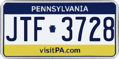 PA license plate JTF3728