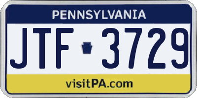 PA license plate JTF3729