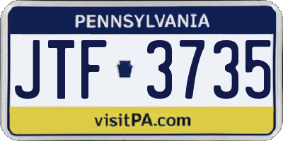 PA license plate JTF3735
