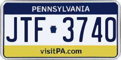 PA license plate JTF3740