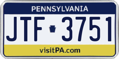 PA license plate JTF3751