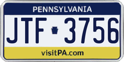 PA license plate JTF3756