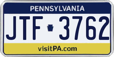 PA license plate JTF3762