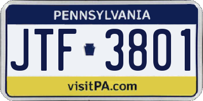 PA license plate JTF3801