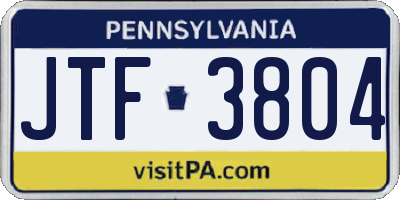 PA license plate JTF3804