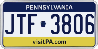 PA license plate JTF3806