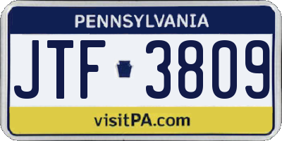 PA license plate JTF3809