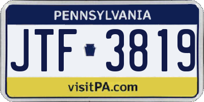 PA license plate JTF3819