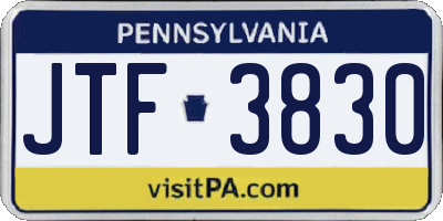 PA license plate JTF3830