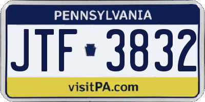 PA license plate JTF3832