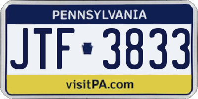 PA license plate JTF3833