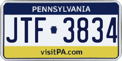 PA license plate JTF3834