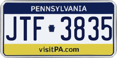 PA license plate JTF3835