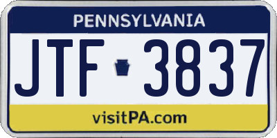 PA license plate JTF3837