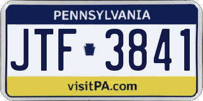 PA license plate JTF3841
