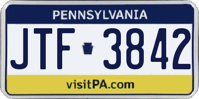 PA license plate JTF3842