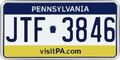 PA license plate JTF3846