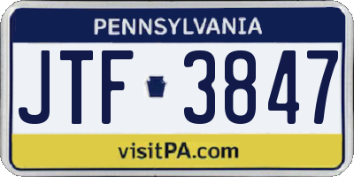 PA license plate JTF3847