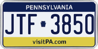 PA license plate JTF3850