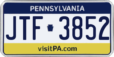 PA license plate JTF3852