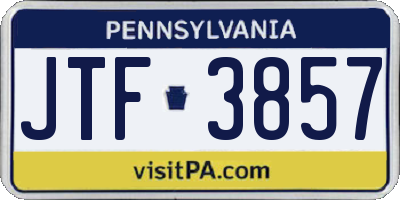 PA license plate JTF3857