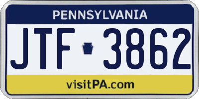 PA license plate JTF3862