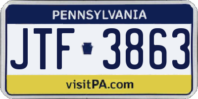 PA license plate JTF3863
