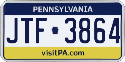 PA license plate JTF3864