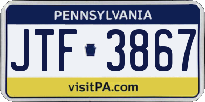 PA license plate JTF3867