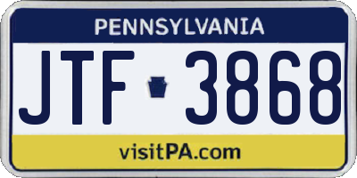 PA license plate JTF3868