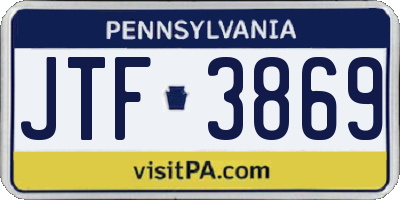 PA license plate JTF3869