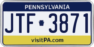 PA license plate JTF3871