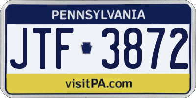 PA license plate JTF3872