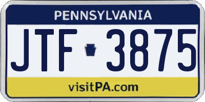 PA license plate JTF3875
