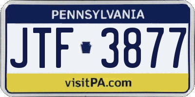 PA license plate JTF3877