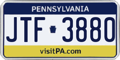 PA license plate JTF3880