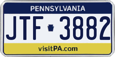 PA license plate JTF3882