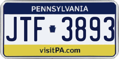 PA license plate JTF3893