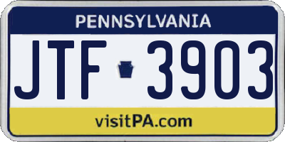 PA license plate JTF3903
