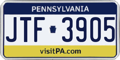 PA license plate JTF3905