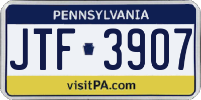 PA license plate JTF3907