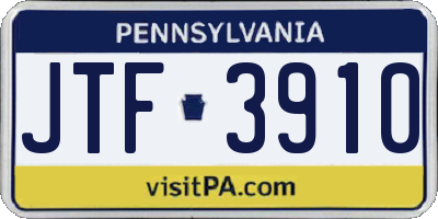 PA license plate JTF3910
