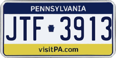 PA license plate JTF3913