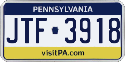 PA license plate JTF3918