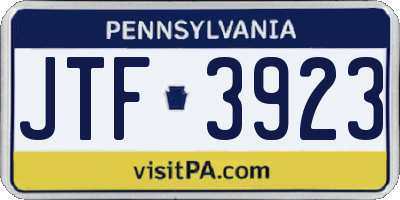 PA license plate JTF3923