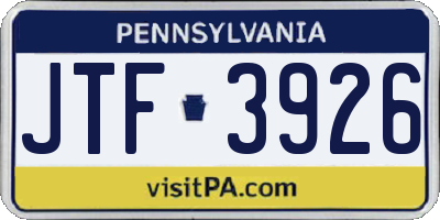 PA license plate JTF3926
