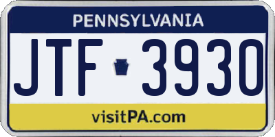 PA license plate JTF3930