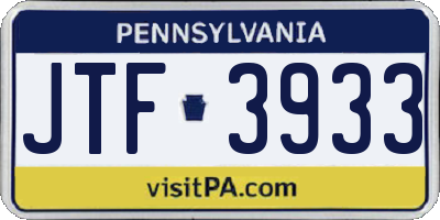 PA license plate JTF3933