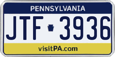 PA license plate JTF3936
